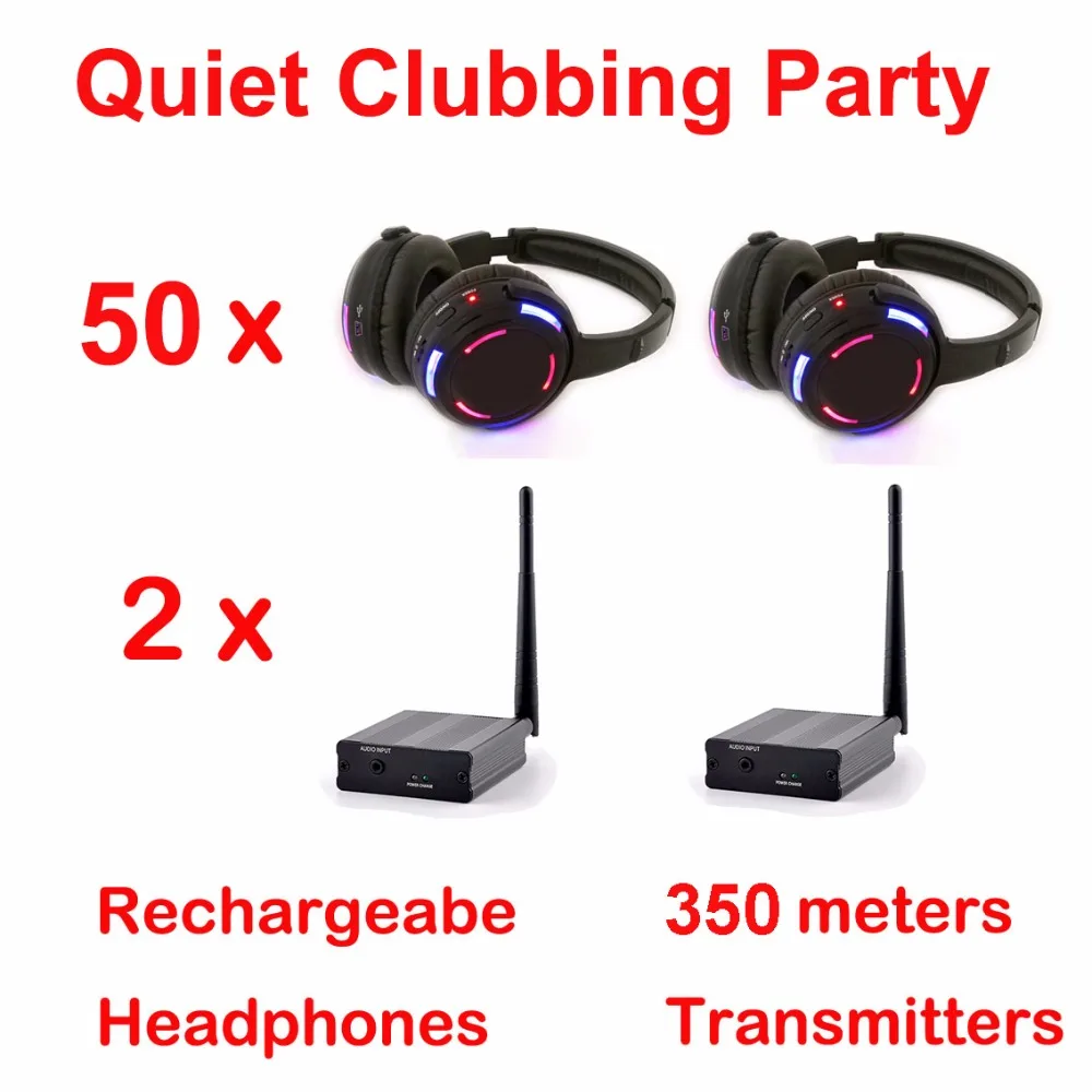 Беспроводные Светодиодные наушники Silent Disco compete system 500 м комплект из 50 наушников + 2