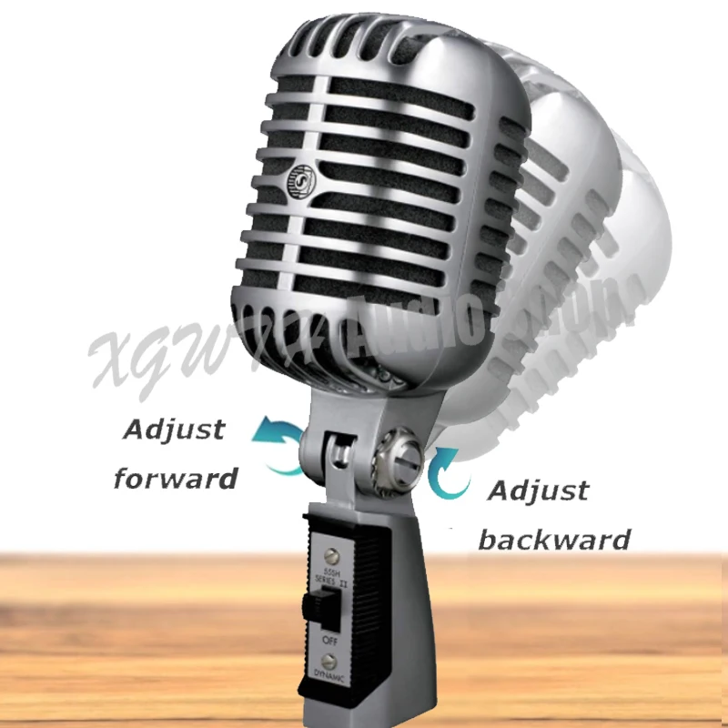 55SH Dynamic Vocal Retro Wired Audio Handheld Microphone Stand Desktop Mic Holder Tripod For 55 SH KTV Karaoke Recording | Электроника
