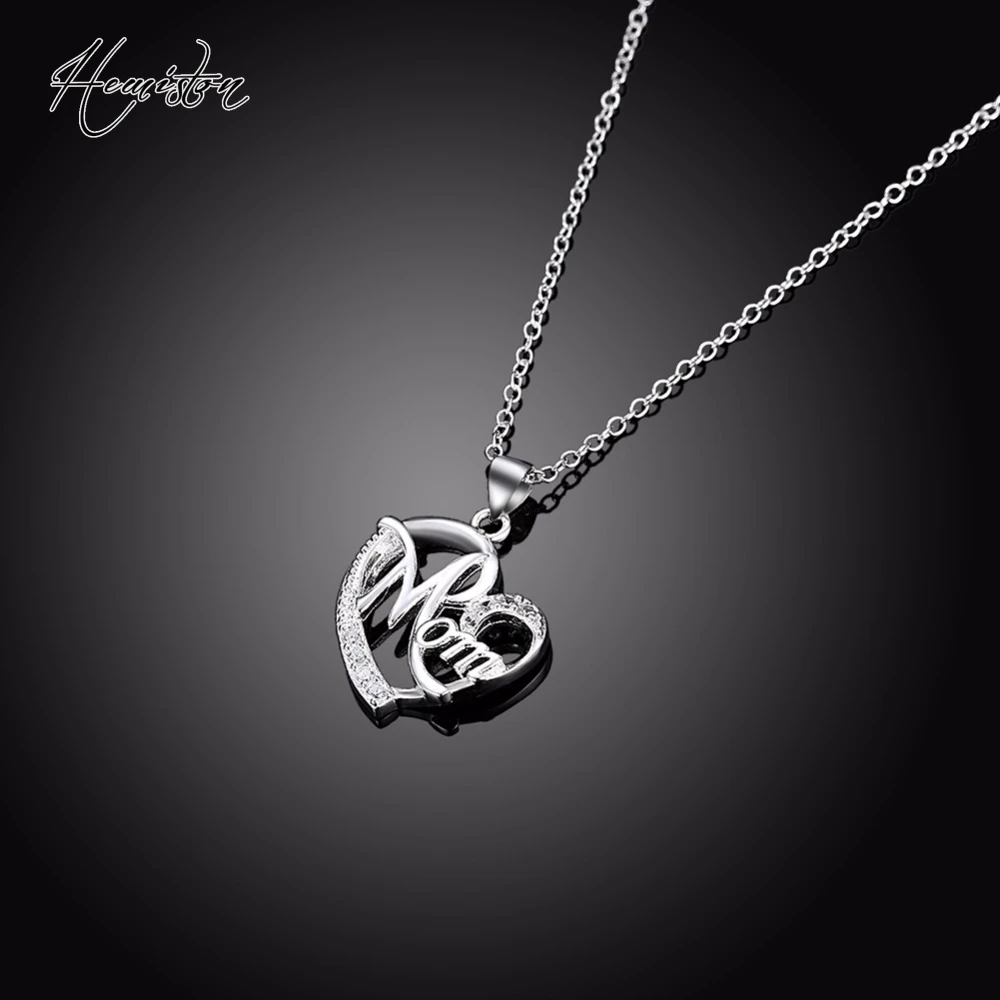 Ожерелье Hemiston с подвеской рисунком Love MOM модное ювелирное изделие цирконием