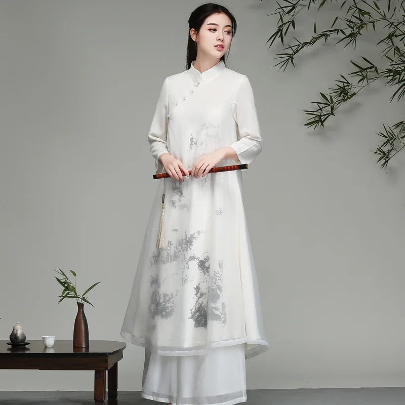 

2019 new arrival elegent Chinese traditional clothing sets (dress+pant )