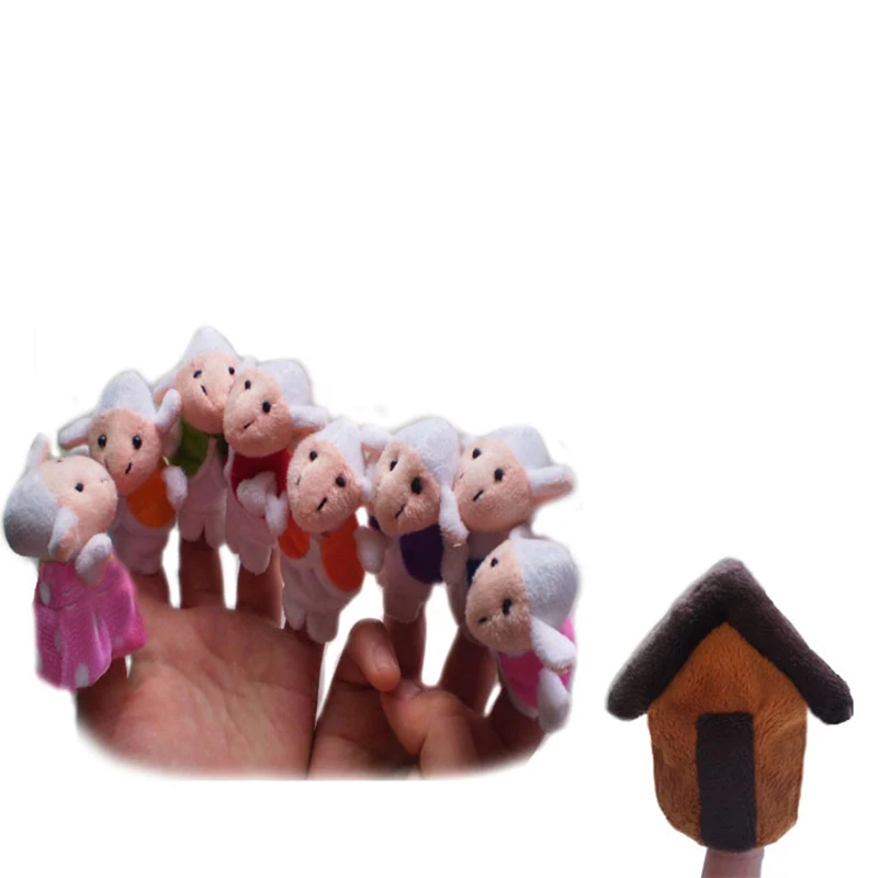 

10PCS / Fairy Tale Wolf And The Seven Little Goats Finger Puppet Doll Baby Child Storytelling Early Childhood Educational Toys