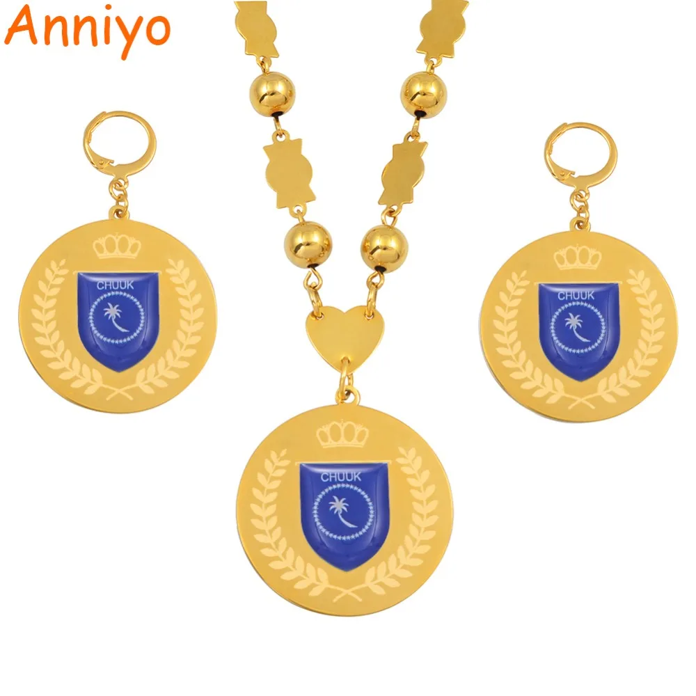 Anniyo Чуук кулон в форме флага шар бусы плетённого кольца крупноразмерные
