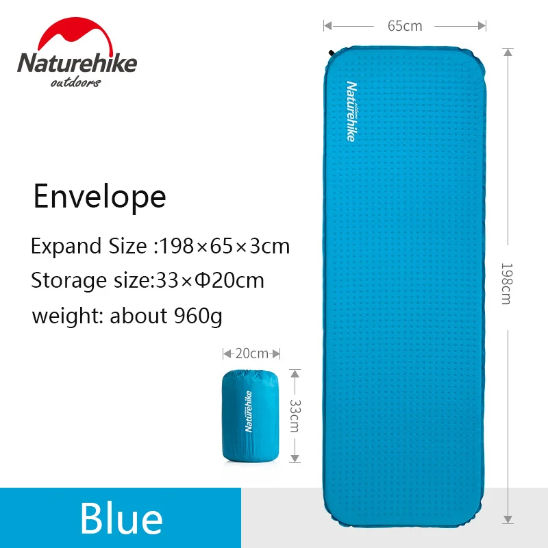 Blue-NH19Q034-D Naturehike Кемпинг Самонадувающийся одиночный коврик открытый ультра-светильник Губка Подушка портативный спальный коврик для диких палаток Пешие прогулки дома - Цвет: Blue-NH19Q034-D
