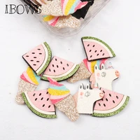 ibows 10pcs summer appliques watermelon unicorn padded glitter patches for kid diy girl hair clips accessories decor appliques