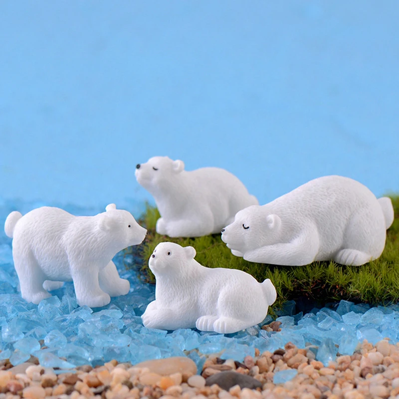1PC Cute White bear Dogs Goose Resin MiniaturesBonsai Ornaments Animals Figurins Micro Landscape Decoration | Дом и сад
