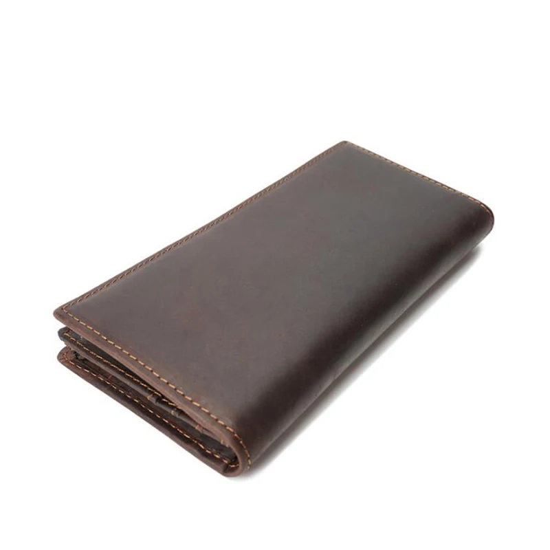Vintage Wallet Man Genuine Leather male long Carteira Business card holder purse simple cartera hombre | Багаж и сумки