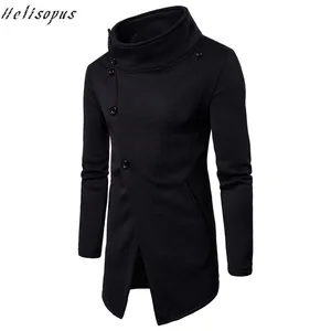 Helisopus модные толстовки с длинным рукавом с Боковым Разрезом мужские однотонные толстовки спортивные костюмы 2020 Мужская зимняя верхняя одежда