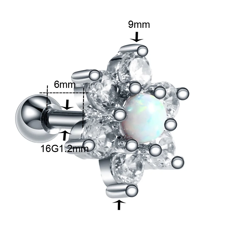 K0126 1.2x6x3mm 1Pc New Arrival Surgical Steel Tragus Earrings Cartilage Piercing Oreja Ear Stud Helix Moon Heart Earrings Piercing Sexy Jewelry - Окраска металла: K0126 1.2x6x3mm