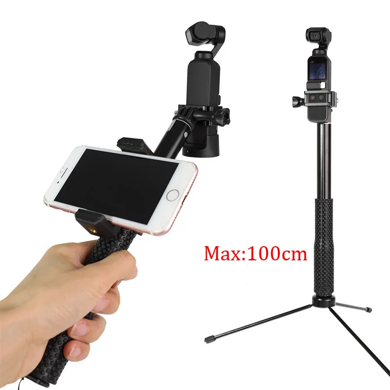 OSMO POCKET Tripod Selfie stick Extension Rod W/Mobile phone Clip for DJI Osmo Pocket Handheld Gimbal Camera Extension Accessory