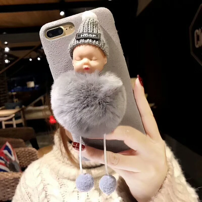 Kuutti Squishy Sleep baby Phone Covers Pink Gray Fur Fitted Cases for iPhone 7 Accessories Fundas 6 Case |