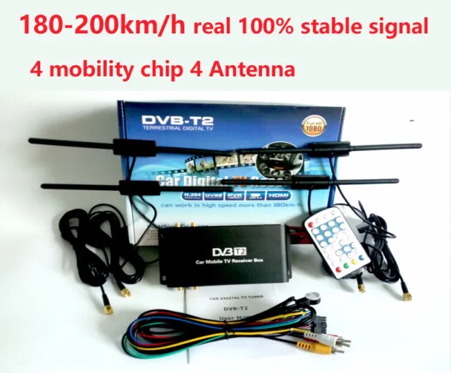 180-200 км/ч DVB-T2 Автомобильная 4 антенна 4 Мобильная чип тюнер DVB T2 автомобильный тв приемник USB HD ТВ для России Таиланд Сингапур
