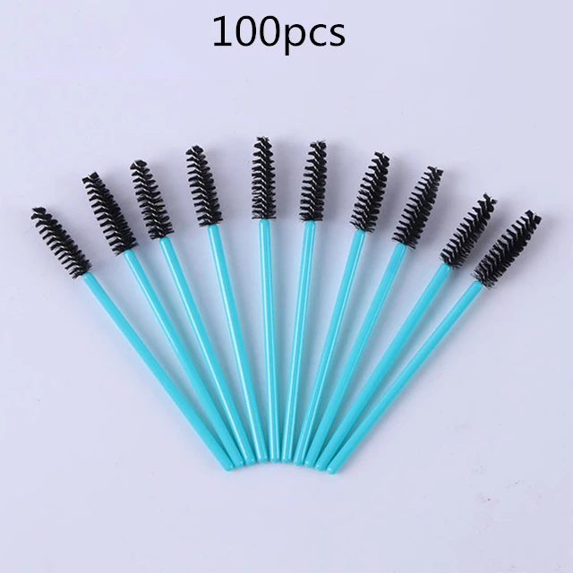100pcs 50/100 шт одноразовые щеточки с тушью для ресниц Аппликатор палочки, удлинительные ресницы щетки и гребни для волос силикон, кисти для макияжа инструменты Розовый - Handle Color: 100pcs