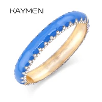 kaymen fashion expandable enamel painted with rhinestone cuff bangle bracelet for girls colourful statement bangle 3 colors 3142