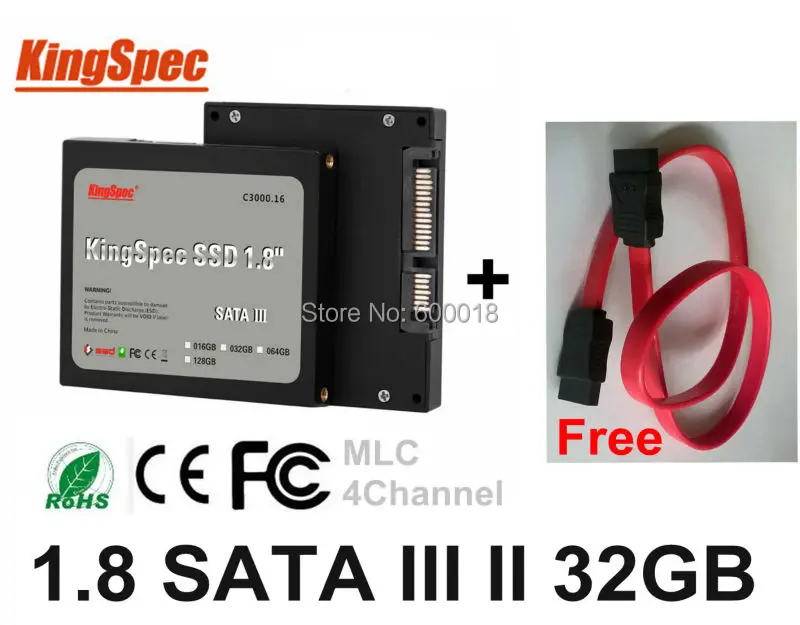 L Бренда Kingspec 1.8 "2 5-дюймовый SATA III II SSD 32 ГБ 4-канальный HDD Твердотельный Диск