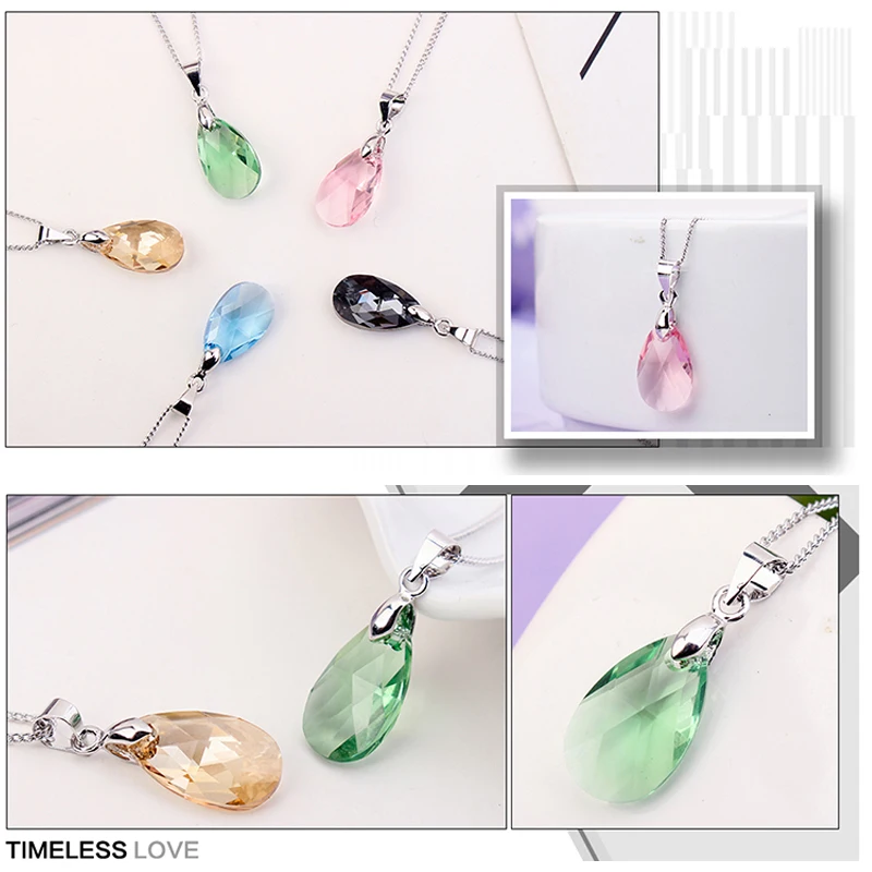 Женская цепочка с подвеской в виде груши серебристого цвета 2018|Ожерелья