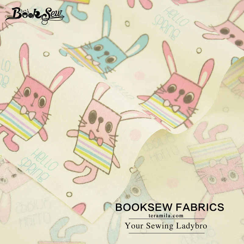 Booksew Текстиль для дома ткань мультфильм кролик Дизайн 100% хлопок саржа Ткань