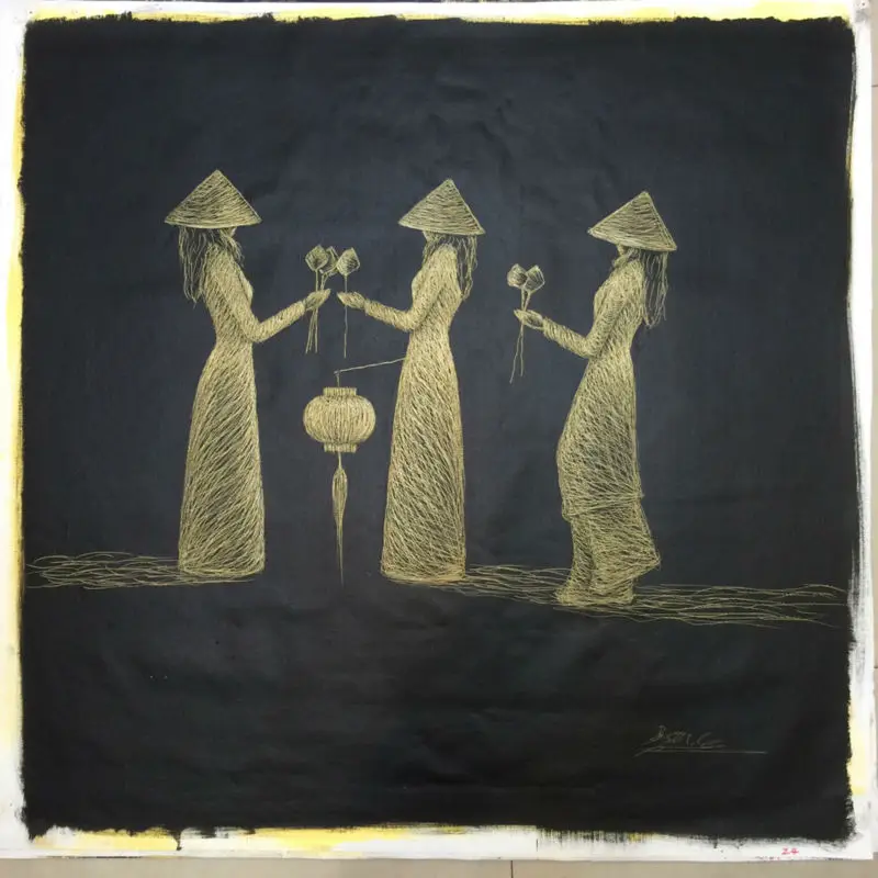 

Hand painted Oil Painting on Canvas Abstract Vietnam Lady Wall Art Picture Home Decor High quality Modern Painting