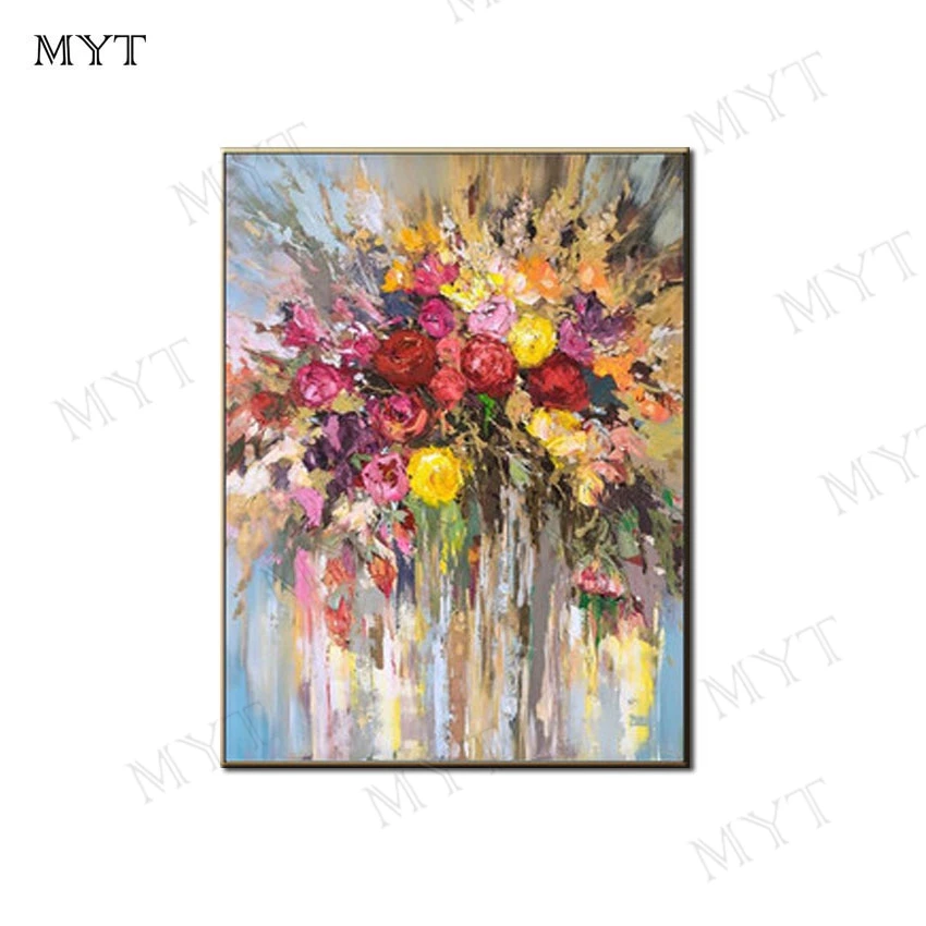 

Artist Handmade still life Oil Painting On Canvas Abstract color flowers Wall Art picture for Living Room home Decor no framed