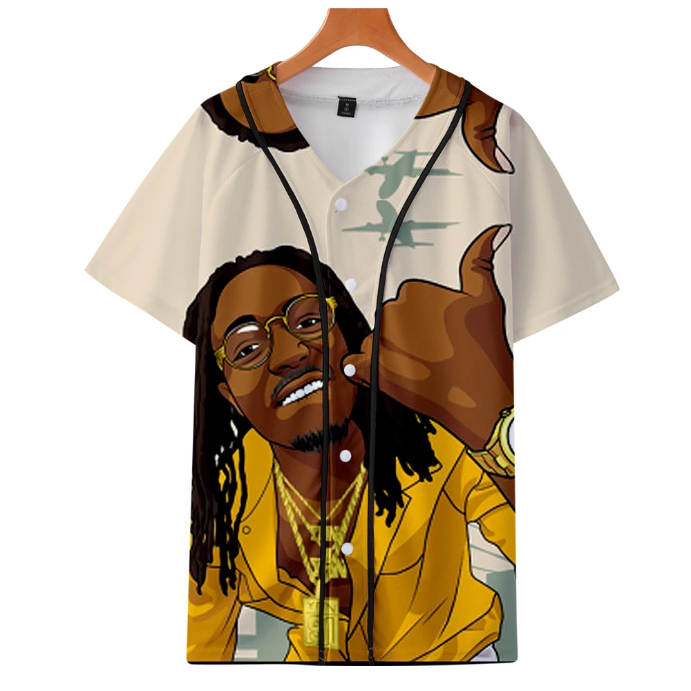 LUCKYFRIDAY Migos Rapper Harajuku 3D бейсбольная куртка с коротким рукавом мужская и женская модная мужская одежда летняя уличная Толстовка