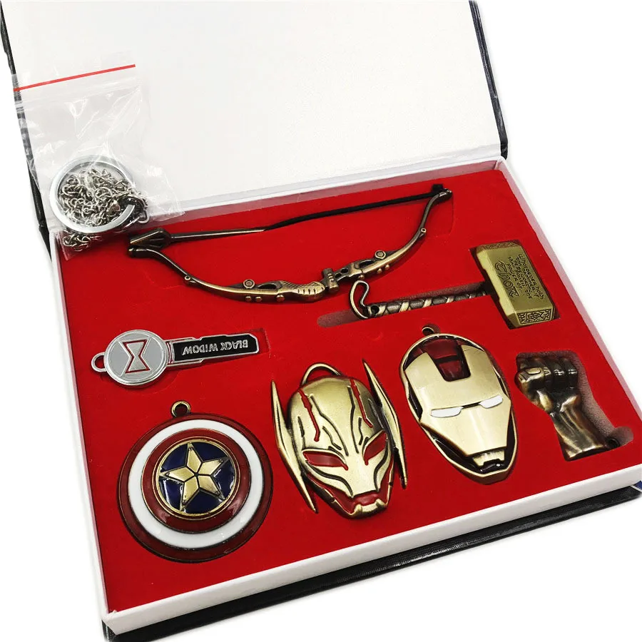 7pcs 3 Игрушки Marvel Мстители 4 эндшпиль перчатка Таноса Бесконечность войны брелки Капитан Америка Железный человек Халк косплей брелок Детский подарок игрушки - Цвет: 7pcs 3