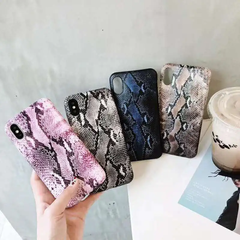 Розовый чехол для телефона из змеиной кожи iphone 6 6s 7 8 Plus Жесткий Чехол