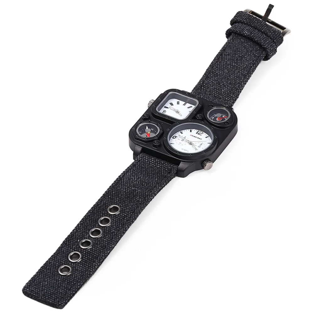 SHIWEIBAO Men's Big Dial Dual-Movement Sport Quartz Watch with Military Compass, Canvas Wristwatches - Relogio Masculino image 5