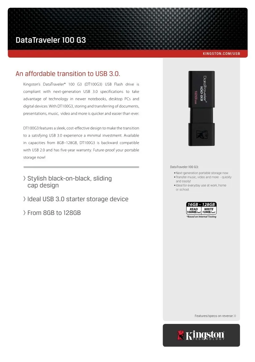 Kingston USB флеш-накопители 64 Гб USB 3,0 DT100G3 флэш-накопитель высокоскоростной Флэш накопитель 64 ГБ cle USB флеш-накопитель