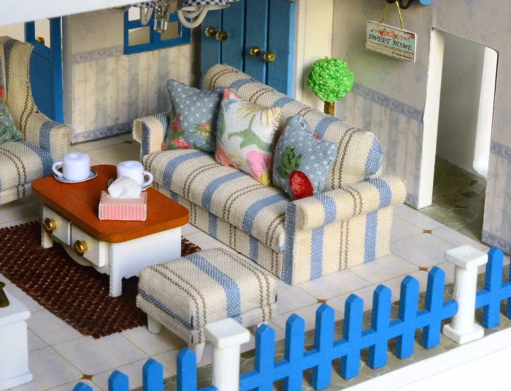 Домашнее украшение поделки Diy Кукольный дом деревянные кукольные домики миниатюрные Diy кукольный домик мебельный комплект комнаты светодиодные фонари подарок A-026