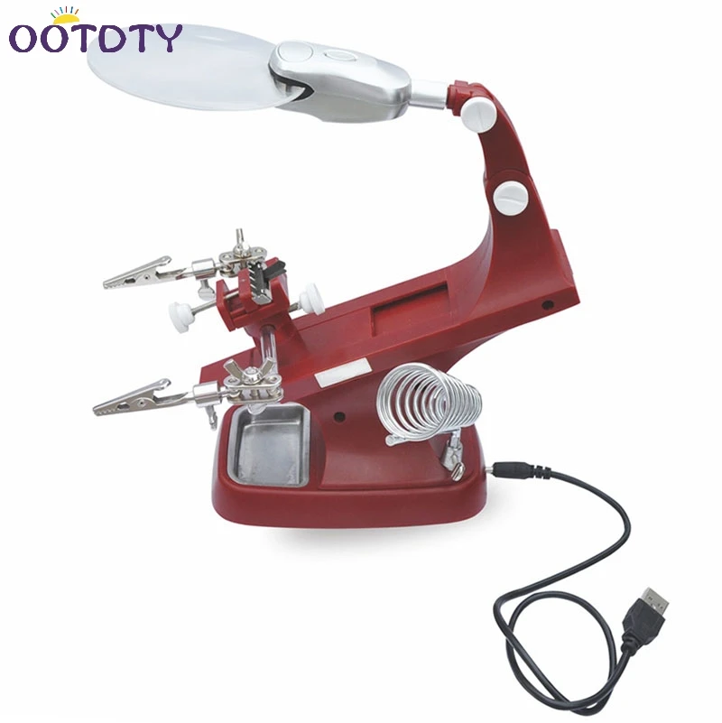 Светодиодный паяльник с зажимом подставка для рук увеличительное стекло лупа