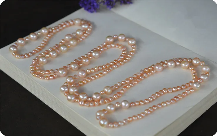new 3 styleHot sell Natural white pink purple 3-4 mm 9-10 freshwater pearl sweater chain necklace 160 cm long fashion jewelry | Украшения и