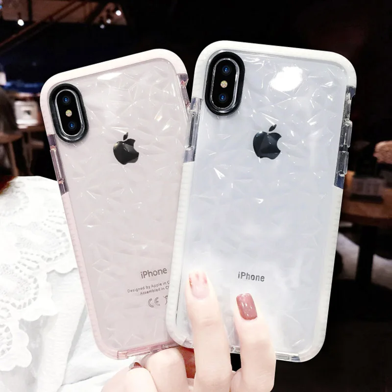 New Fashion Diamond Pattern Case for iPhone X 7 8 6 6S Plus Sillicone Soft Cover For Coque TPU Phone Cases KONSMART |