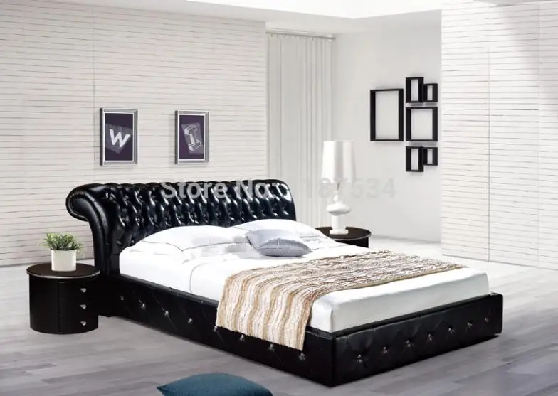 

Large king size soft bed PU+PVC leather soft bed C367