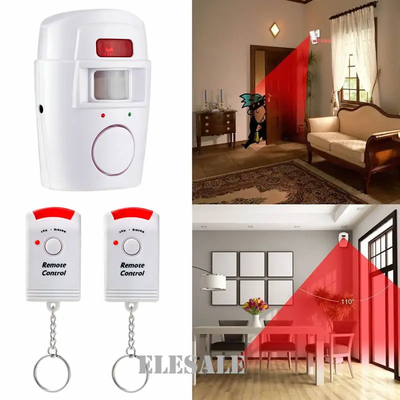 Беспроводной PIR датчик движения с 2 пультами ДУ|alarm security|alarm security systemalarm with remote |