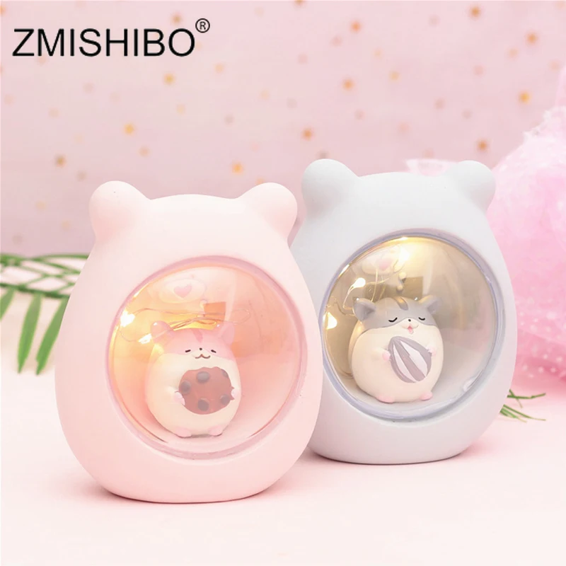 Zmisibo Светодиодная лампа из смолы в виде единорога для хомяка ночное освещение
