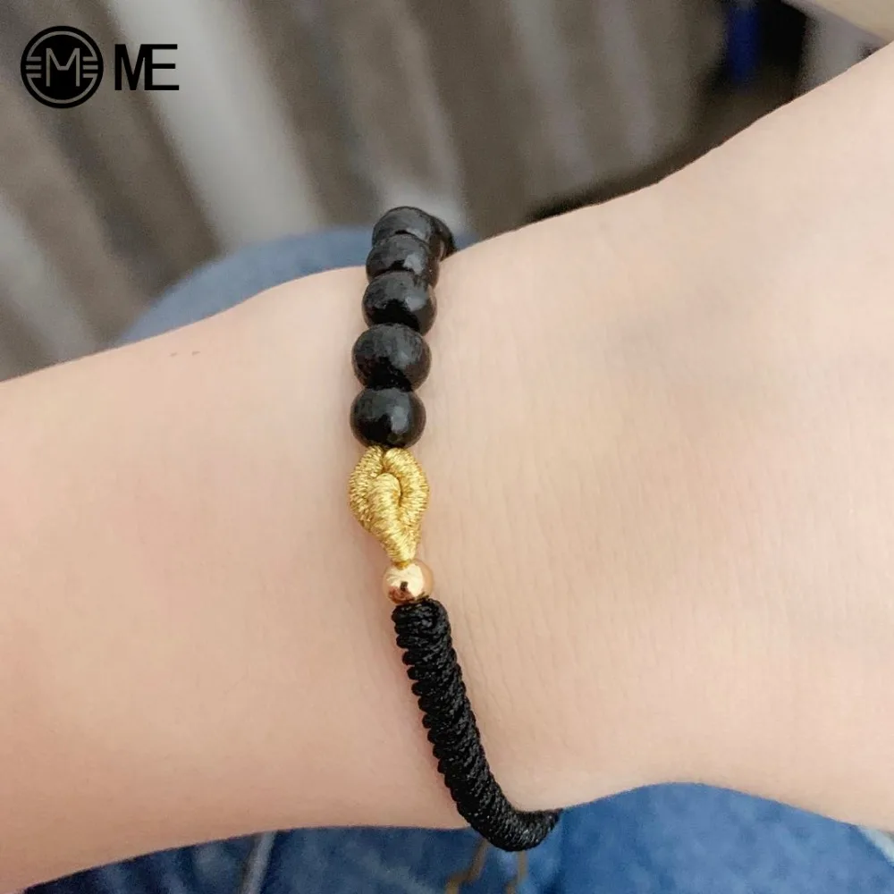 MIVE новый дизайн мода деревянный браслет ручной работы черный узел веревки