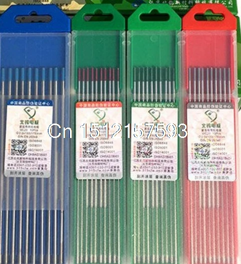 10X WT20/Red/Thoriated WP20/Green/Pure WC20/Gray/Ce W WL20/Blue/Lanthanat 2% TIG сварочный вольфрамовый электродный