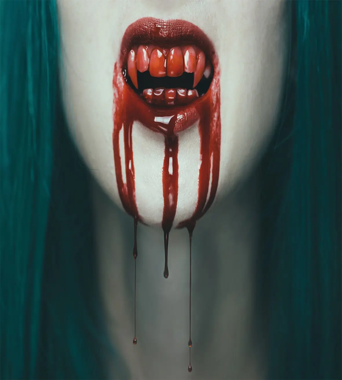 Vampire набор пододеяльников реалистичный страшный вампир женщина крови на зубах