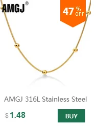 AMGJ 4 Style Stainless Steel Gold Color Round Ball Pendant Necklace Link Chain Necklace Fashion Jewelry for Women or Men