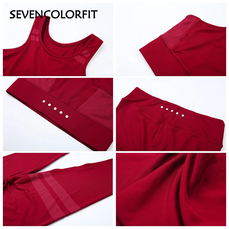 Sevencolorfit, 2 шт., комплект для йоги, женский костюм, для спортзала, без рукавов, одежда для фитнеса, для тренировки, Execrise, спортивный бюстгальтер и леггинсы, одежда для активного отдыха
