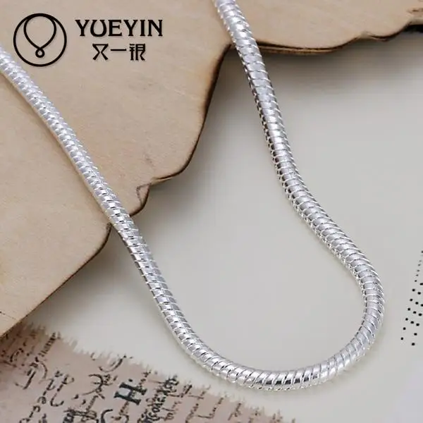 Женский браслет простой дизайн змея цепной серебряный 20 см|silver bracelet|silver fashion