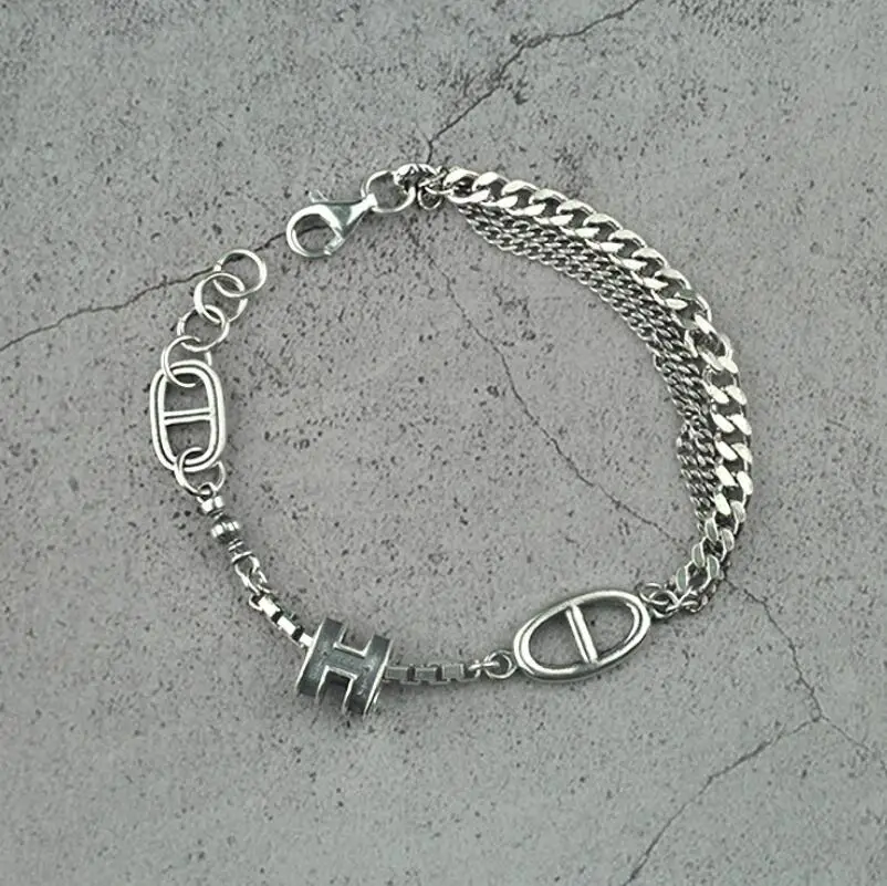 Pure Silver S925 Vintage Multiple Chain Splicing Link Bracelet 925 Jewelry (YRT) | Украшения и аксессуары