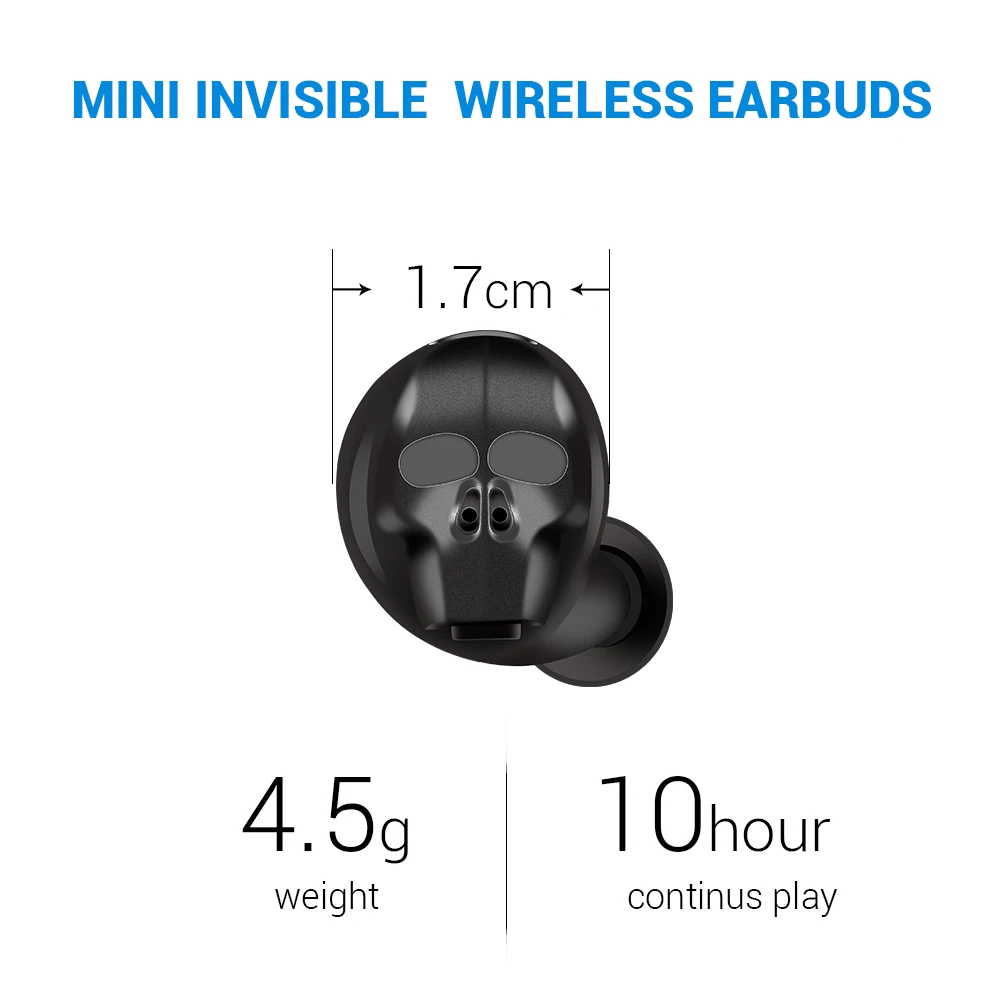 GiGiboom череп мини стерео Bluetooth гарнитура беспроводная V4.1 Беспроводная для iphone Samsung