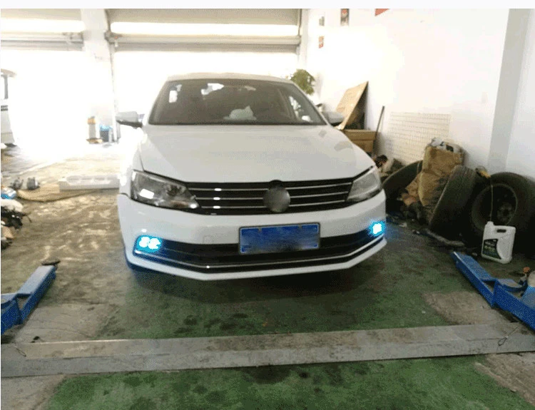 

Osmrk led drl daytime running light for Volkswagen Gran Lavida 2015 with Dynamic moving yellow turn signal and blue night light