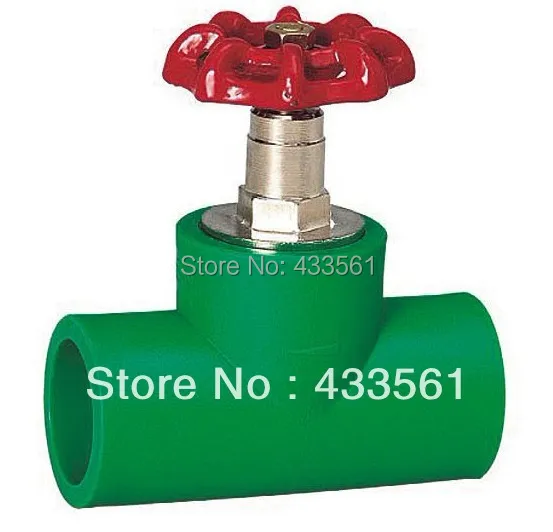 

Free shipping Quality Enviroment Friendly PPR Globe Valve in Size DN20 with Red Painting Copper Handle for Irrigation pipe