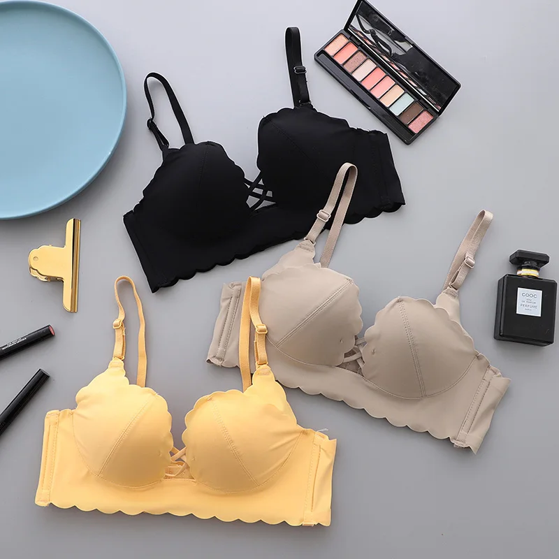 Комплект нижнего белья Пуш-Ап Топ бесшовные Bralette провода Бесплатная бюстгальтер