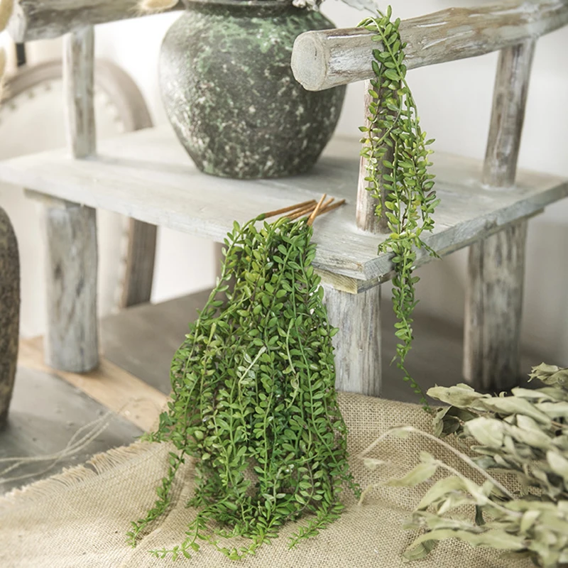 Искусственный Зеленый Senecio Radicans ПВХ Искусственные суккуленты для растений дома