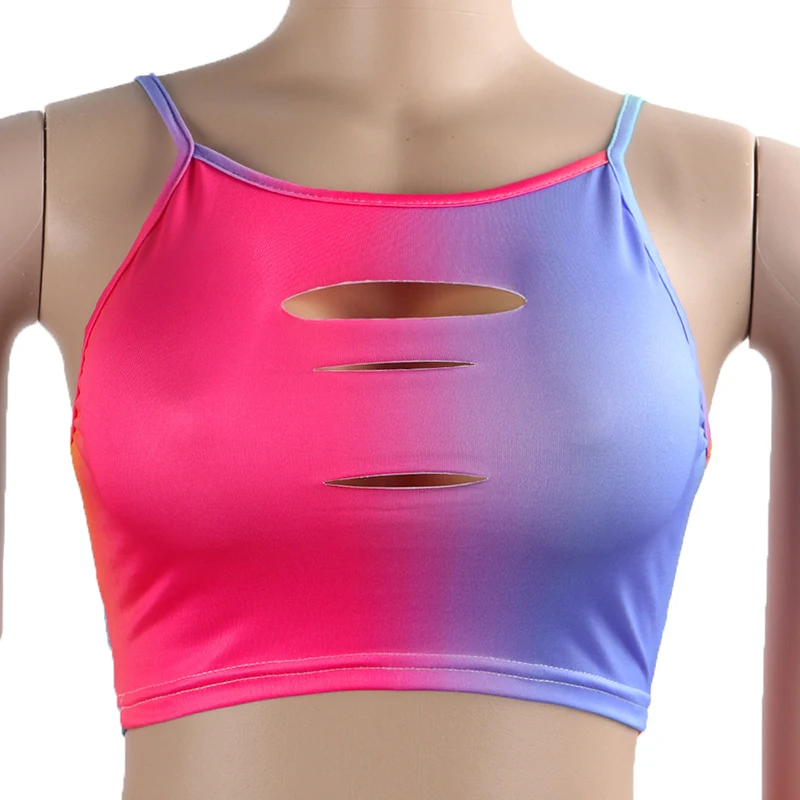 Комплект из двух предметов женский с градиентным неоновым принтом пикантный