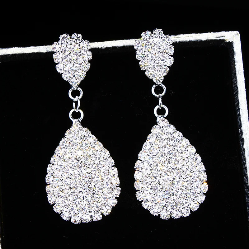 Классические Элегантные полностью прозрачные стразы висячие серьги для невесты
