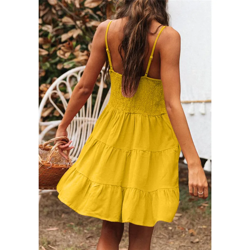 Модное женское летнее плиссированное платье сарафан мини модное платье|Женские