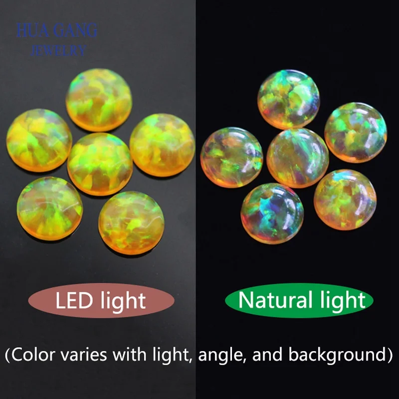 opal loose lab created gemstone round shape flat base stone cabochon created beads for jewelry making 3mm-8mm free shipping